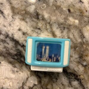 Vintage Barbie Doll Miniature TV Television Twin Towers New York City Picture